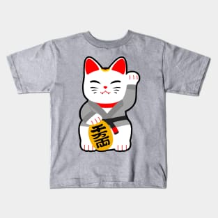 Jiu jitsu maneki neko bjj black belt Kids T-Shirt